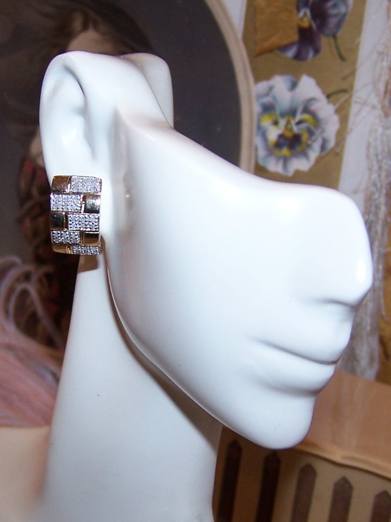 Sterling Silver Vermeil Pave Diamond Pierced Earrings - Posts With Nuts